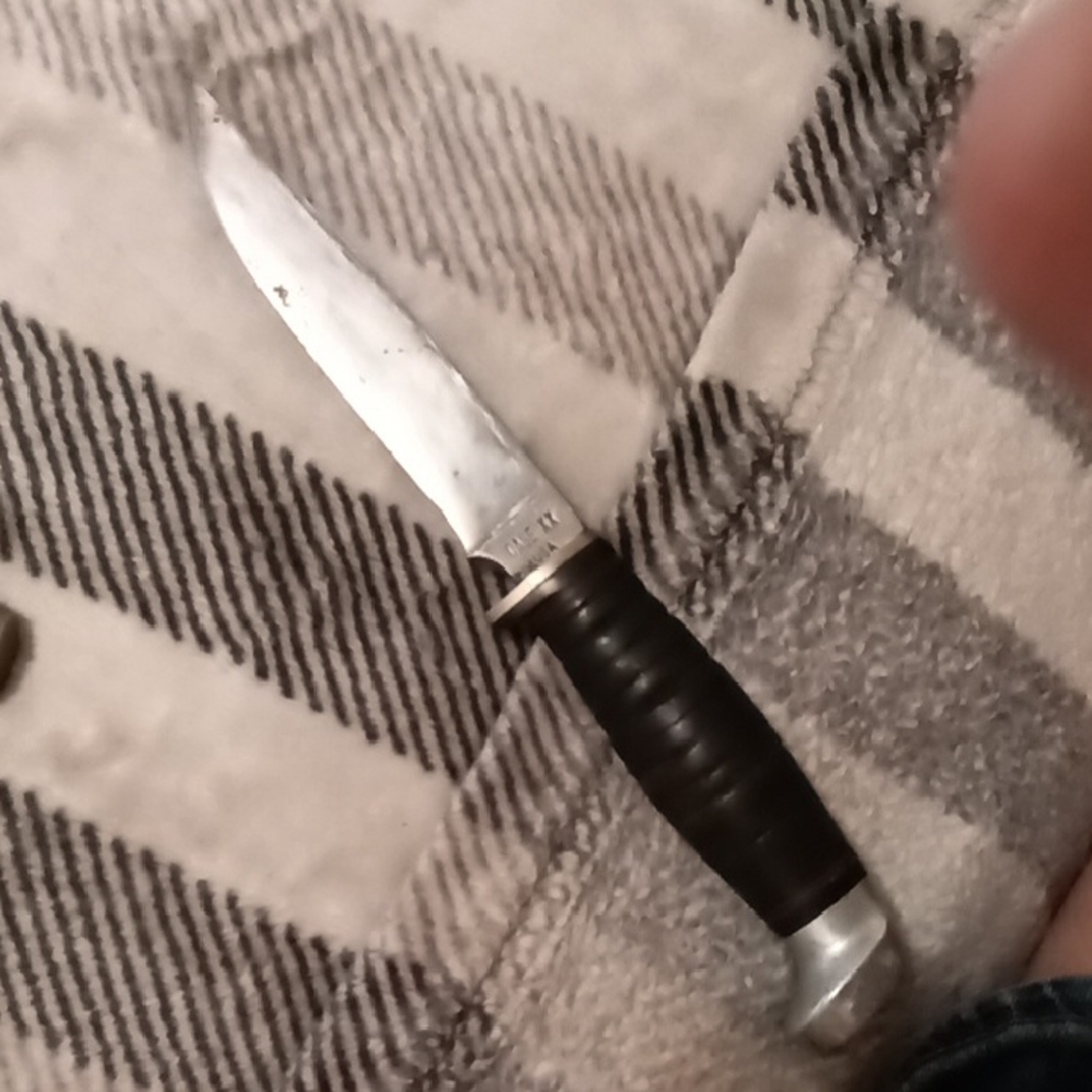 Vintage 1960's Case XX USA Steel Hunting Knife with Stacked Leather Handle
